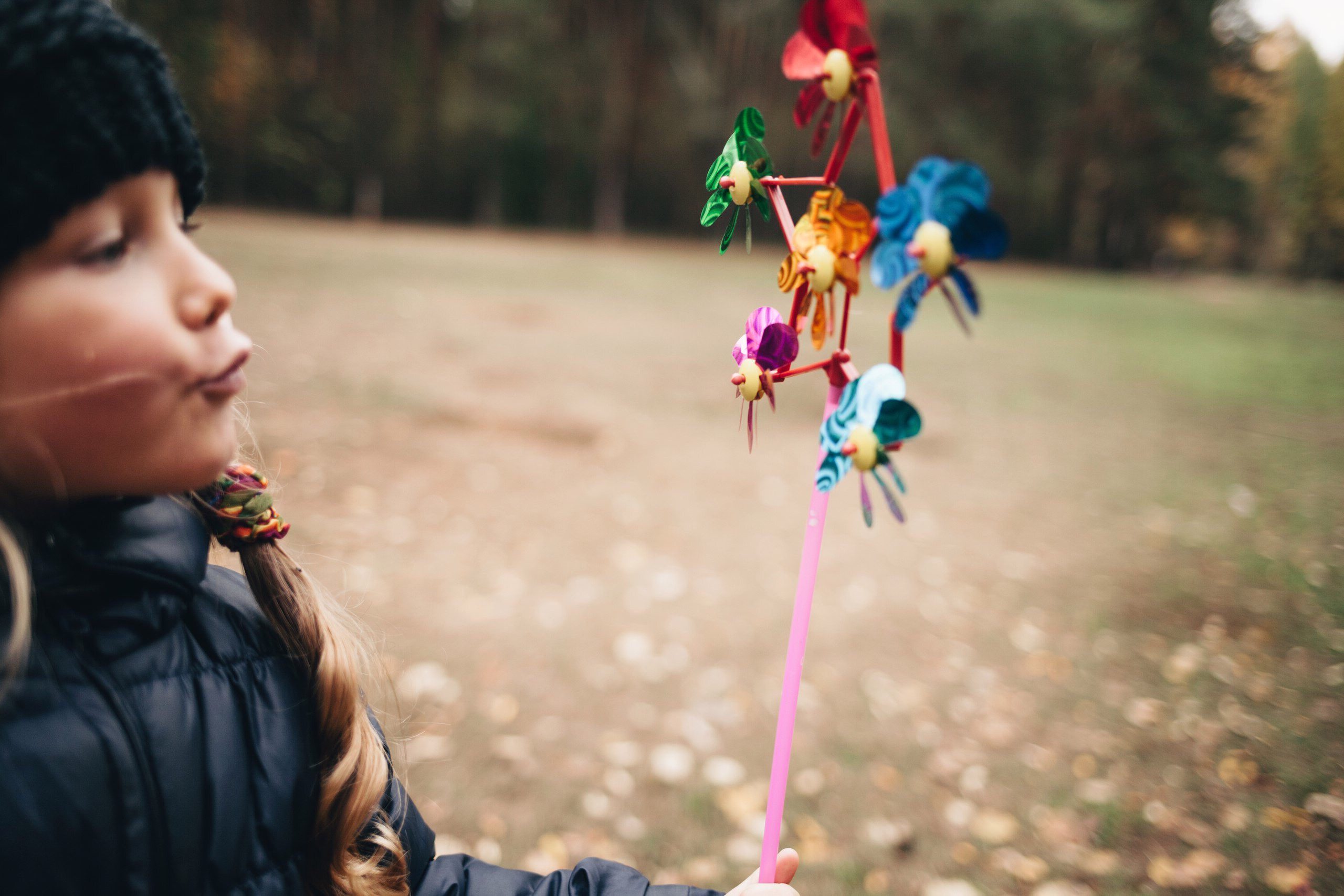 star pinwheel blown by child